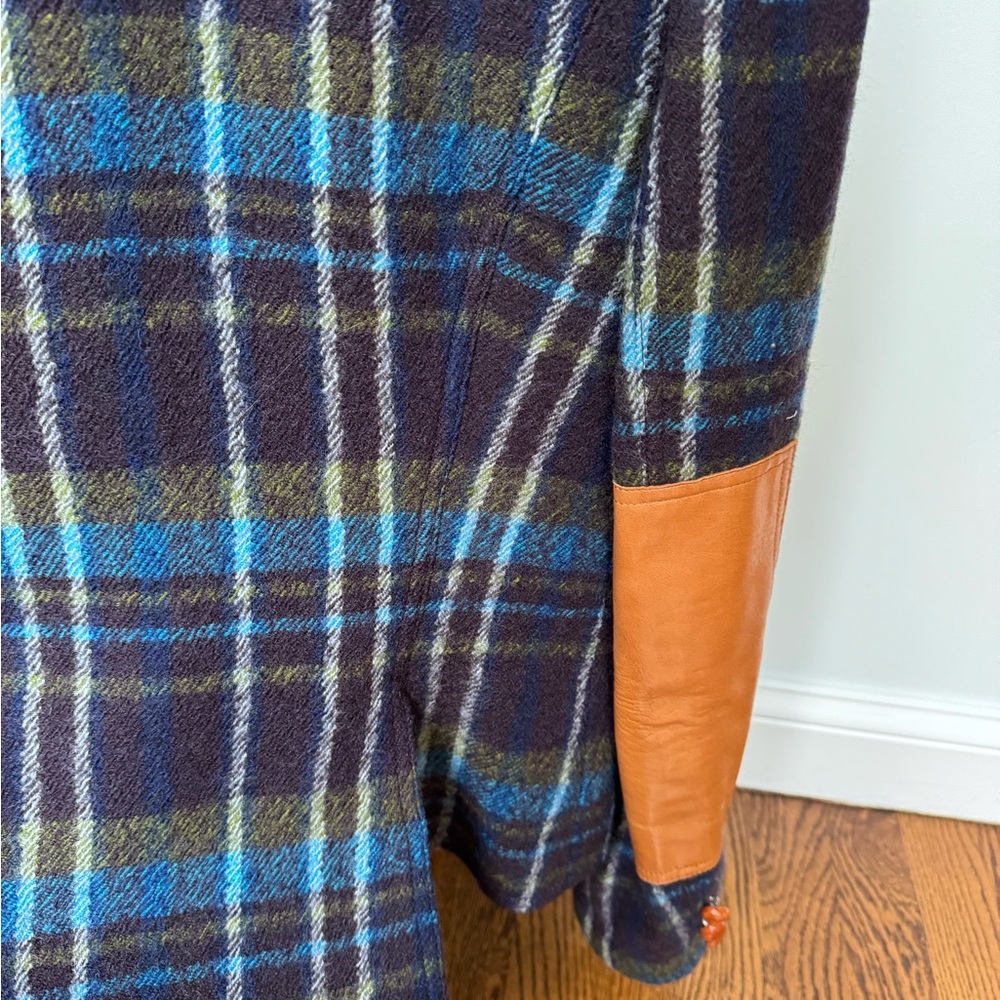 Smythe Plaid Wool Blazer with Elbow patches and Pouf Sleeves
